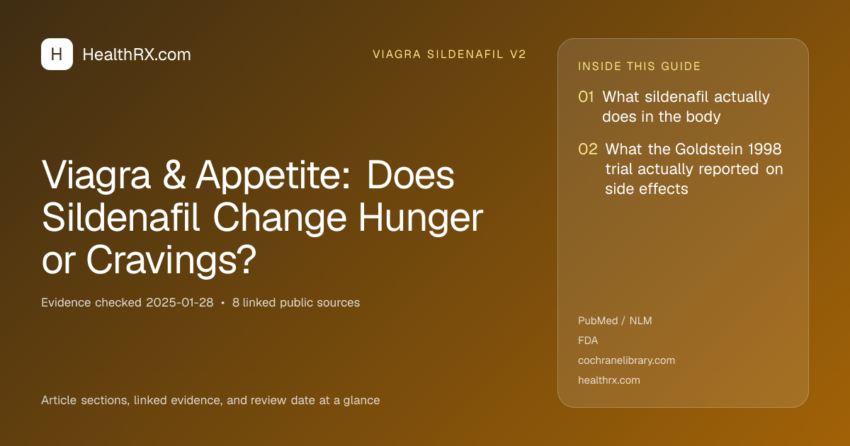 Evidence overview for viagra sildenafil v2: Viagra & Appetite: Does Sildenafil Change Hunger or Cravings?