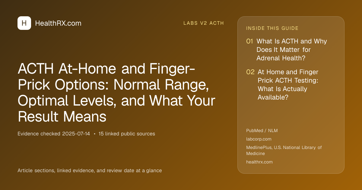 Evidence overview for ACTH At-Home and Finger-Prick Options: Normal Range, Optimal Levels, and What Your Result Means