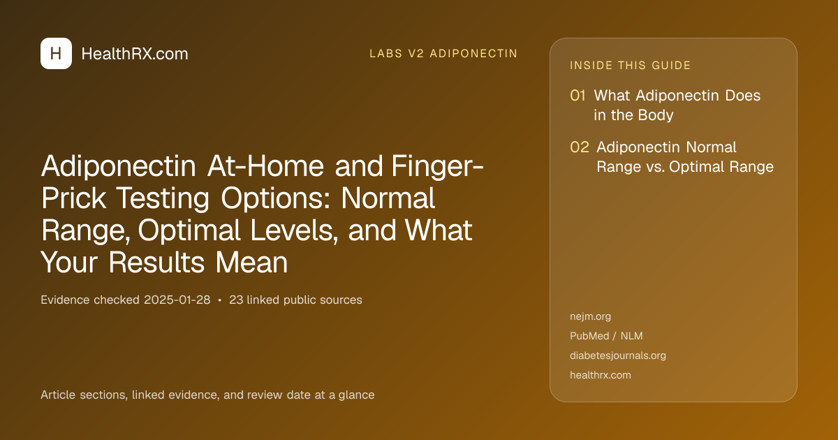 Evidence overview for Adiponectin At-Home and Finger-Prick Testing Options: Normal Range, Optimal Levels, and What Your Results Mean