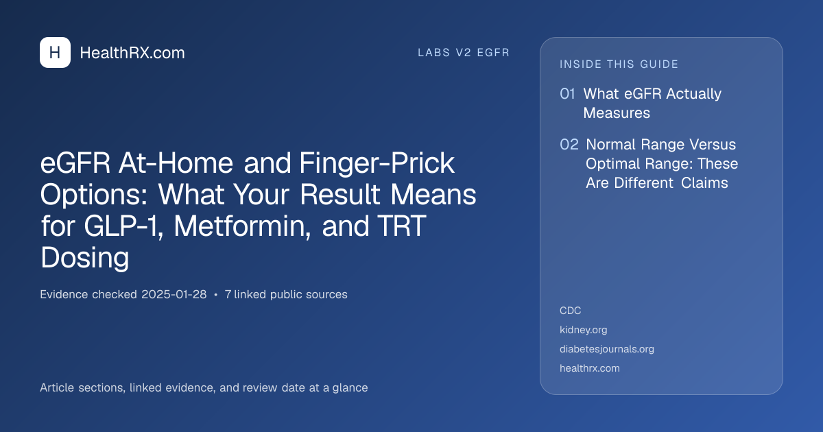 Evidence overview for eGFR At-Home and Finger-Prick Options: What Your Result Means for GLP-1, Metformin, and TRT Dosing
