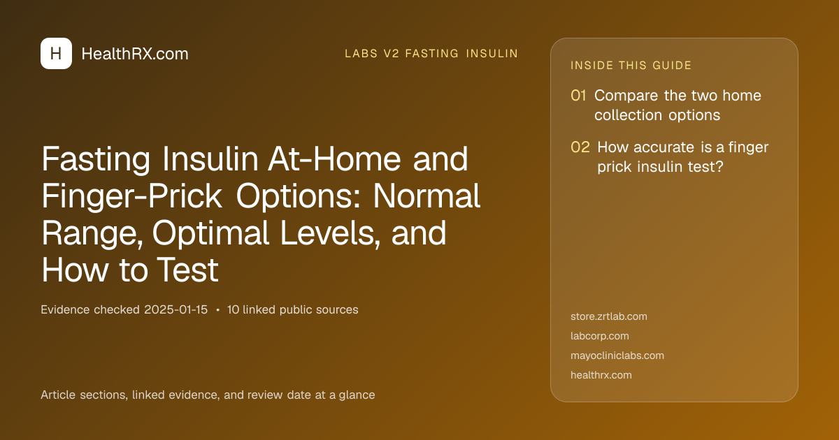 Evidence overview for Fasting Insulin At-Home and Finger-Prick Options: Normal Range, Optimal Levels, and How to Test
