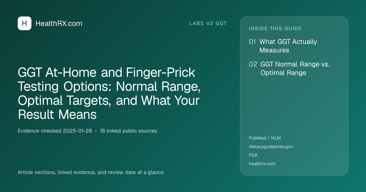 Evidence overview for GGT At-Home and Finger-Prick Testing Options: Normal Range, Optimal Targets, and What Your Result Means