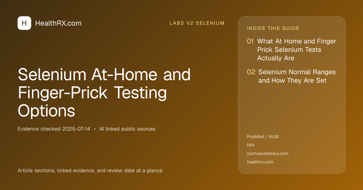 Evidence overview for Selenium At-Home and Finger-Prick Testing Options