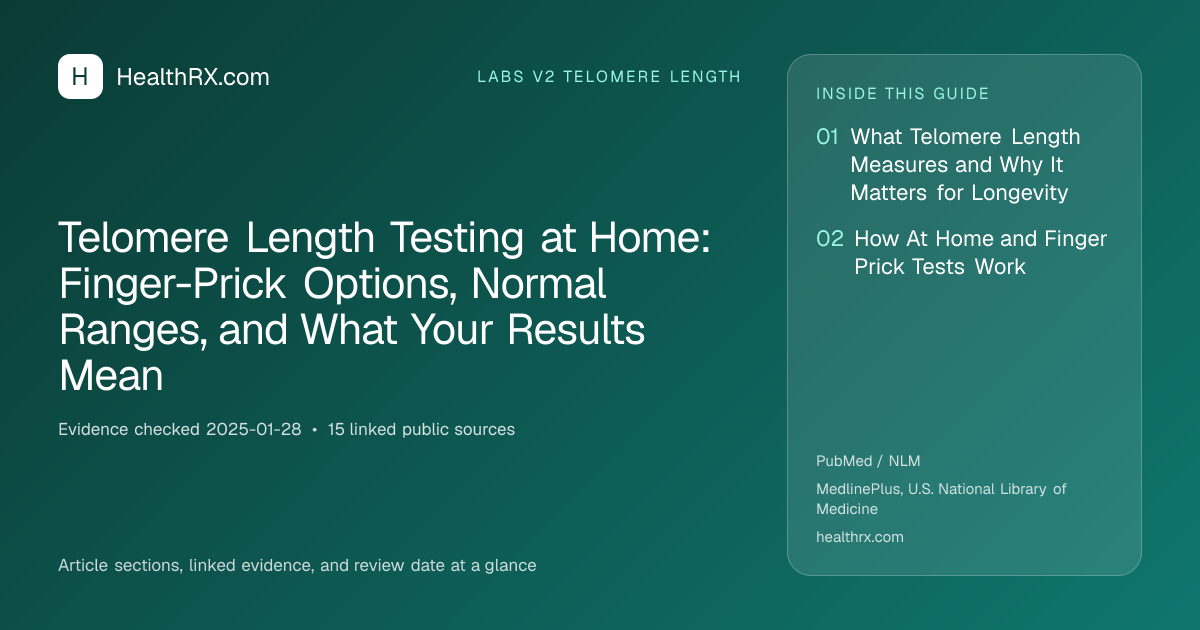 Evidence overview for Telomere Length Testing at Home: Finger-Prick Options, Normal Ranges, and What Your Results Mean