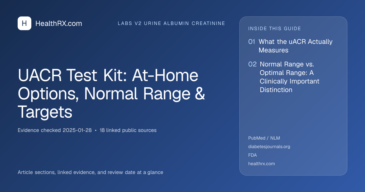 Evidence overview for UACR Test Kit: At-Home Options, Normal Range & Targets