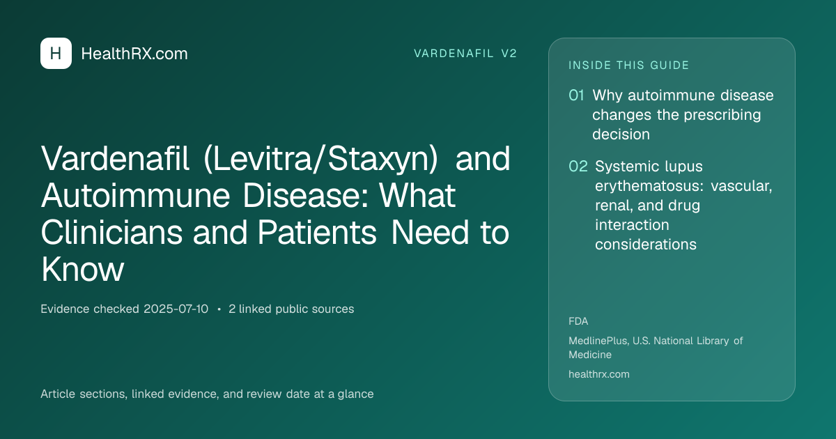 Evidence overview for vardenafil v2: Vardenafil (Levitra/Staxyn) and Autoimmune Disease: What Clinicians and Patients Need to Know