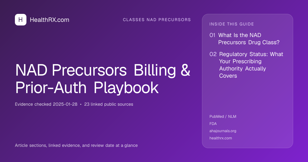 Evidence overview for classes nad precursors: NAD Precursors Billing & Prior-Auth Playbook