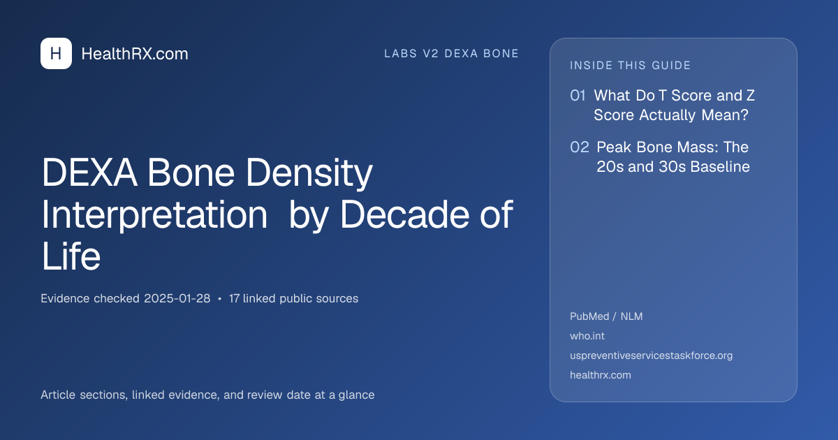 Evidence overview for DEXA Bone Density Interpretation by Decade of Life