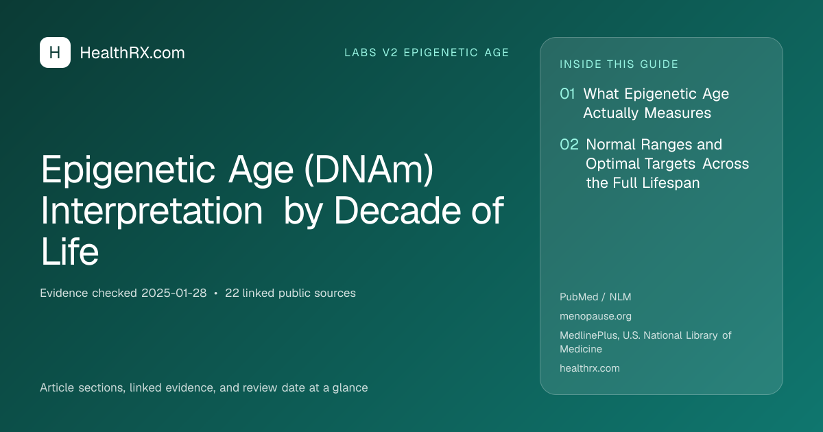 Evidence overview for Epigenetic Age (DNAm) Interpretation by Decade of Life
