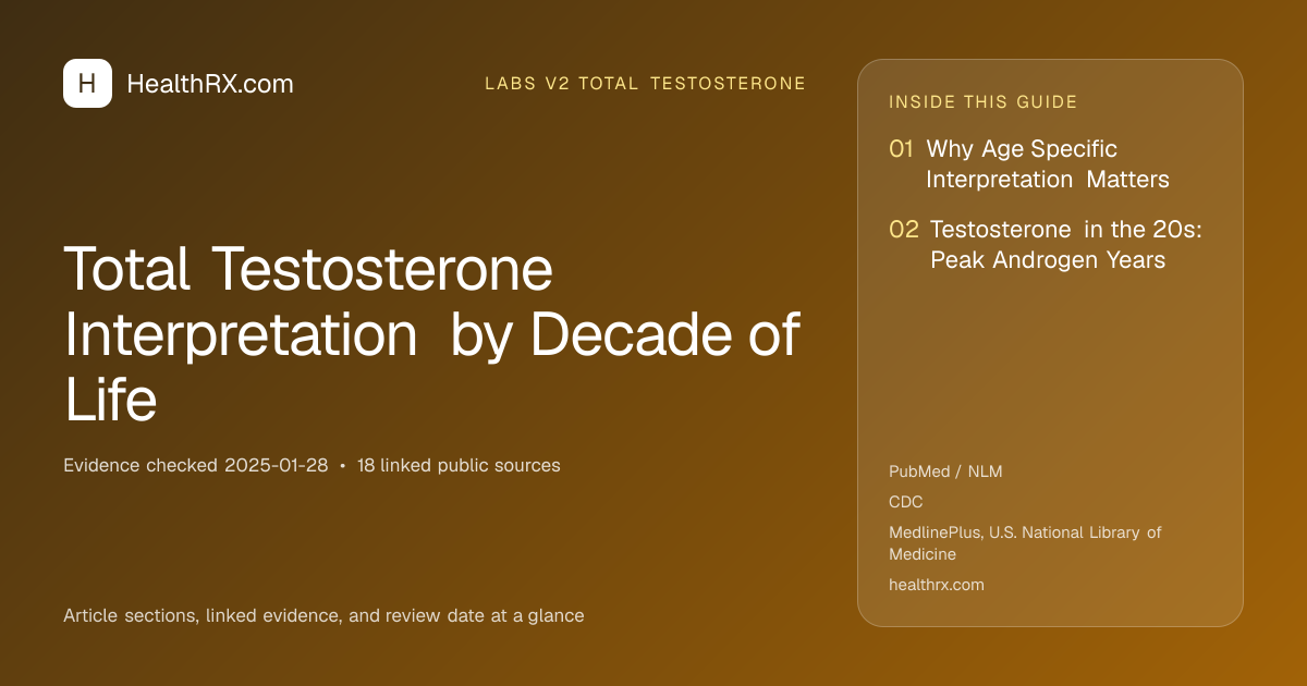 Evidence overview for Total Testosterone Interpretation by Decade of Life