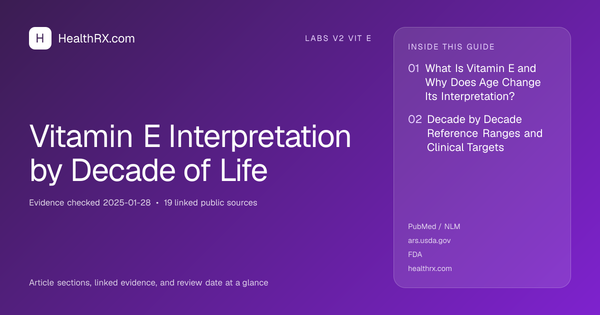 Evidence overview for Vitamin E Interpretation by Decade of Life