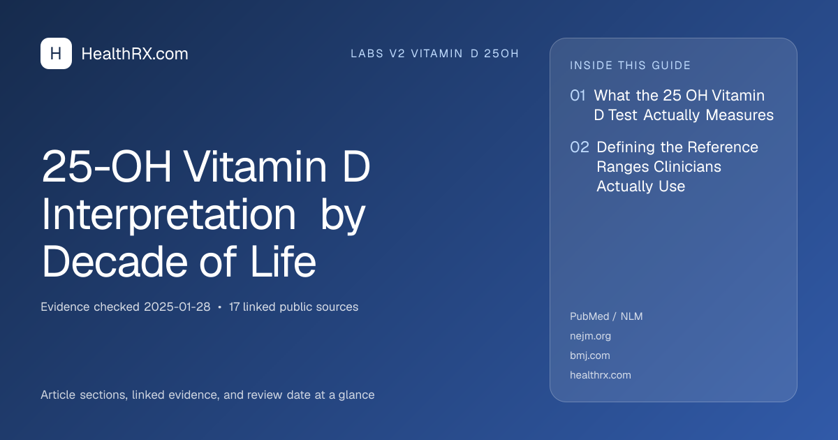 Evidence overview for 25-OH Vitamin D Interpretation by Decade of Life