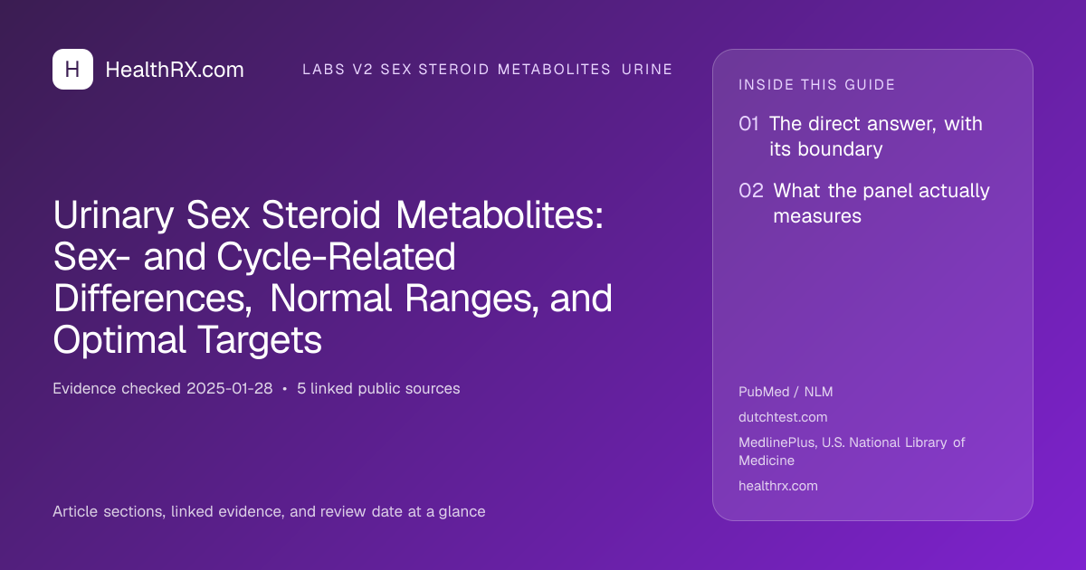 Evidence overview for Urinary Sex Steroid Metabolites: Sex- and Cycle-Related Differences, Normal Ranges, and Optimal Targets