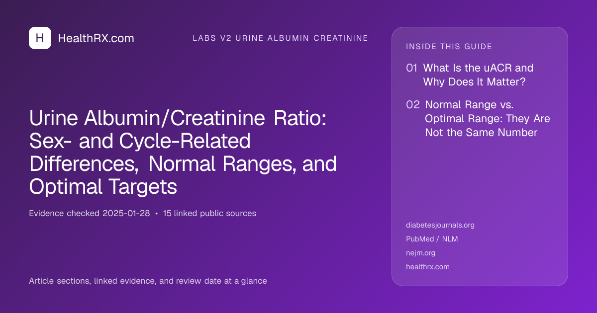 Evidence overview for Urine Albumin/Creatinine Ratio: Sex- and Cycle-Related Differences, Normal Ranges, and Optimal Targets