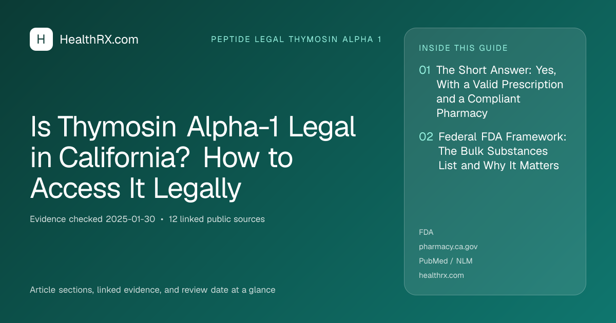 Evidence overview for Is Thymosin Alpha-1 Legal in California? How to Access It Legally