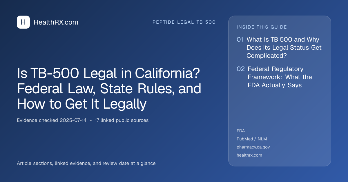 Evidence overview for Is TB-500 Legal in California? Federal Law, State Rules, and How to Get It Legally