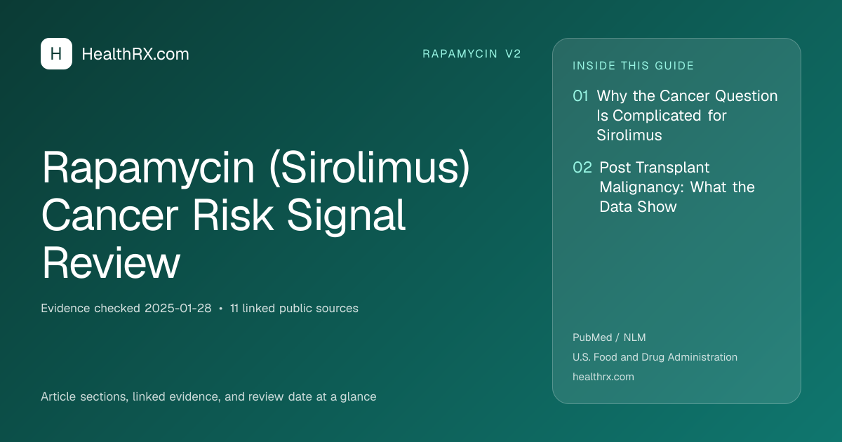 Evidence overview for Rapamycin (Sirolimus) Cancer Risk Signal Review