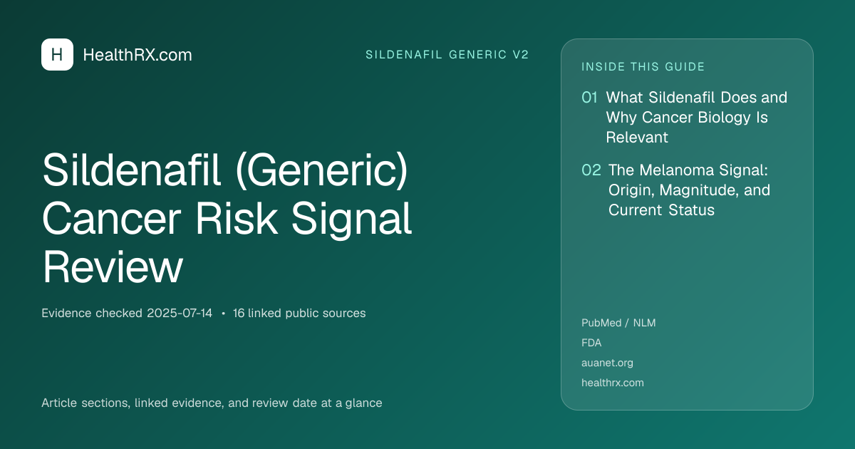 Evidence overview for Sildenafil (Generic) Cancer Risk Signal Review
