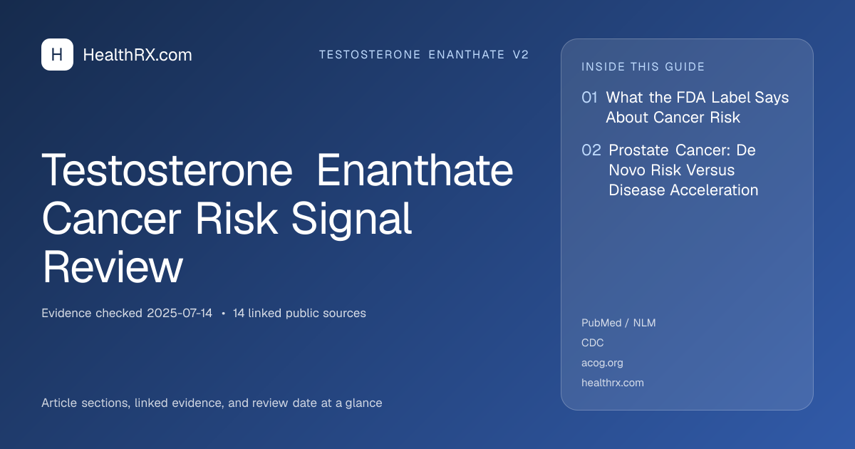 Evidence overview for Testosterone Enanthate Cancer Risk Signal Review