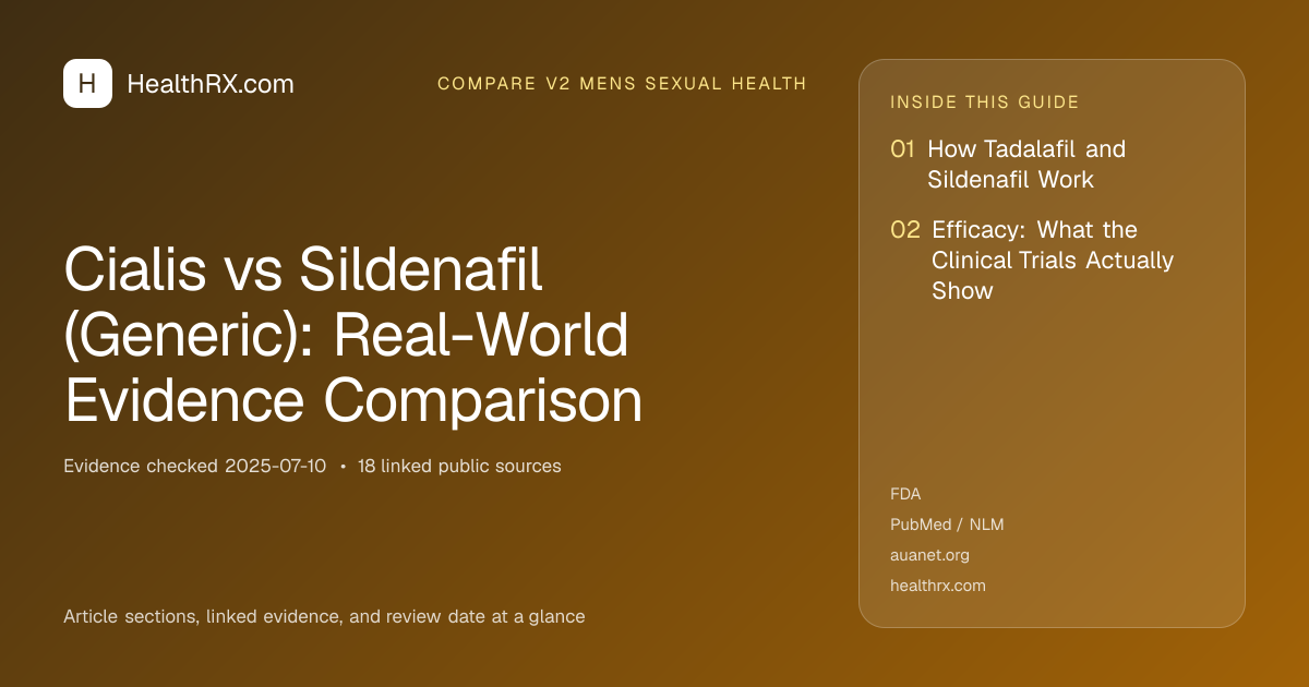 Evidence overview for compare v2 mens sexual health: Cialis vs Sildenafil (Generic): Real-World Evidence Comparison