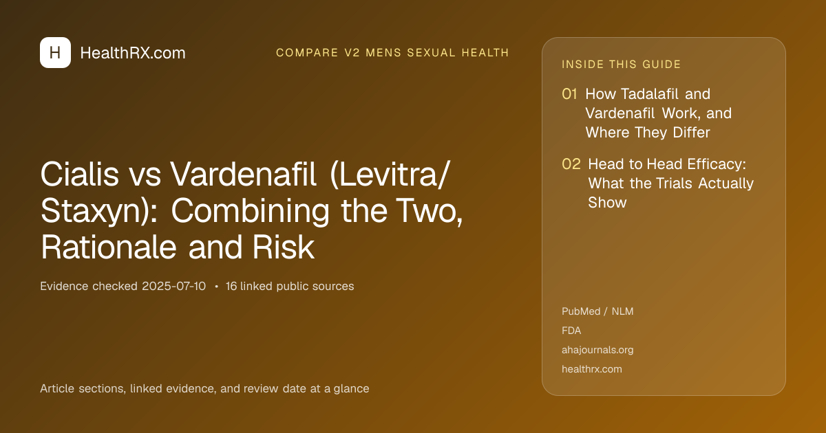 Evidence overview for Cialis vs Vardenafil (Levitra/Staxyn): Combining the Two, Rationale and Risk