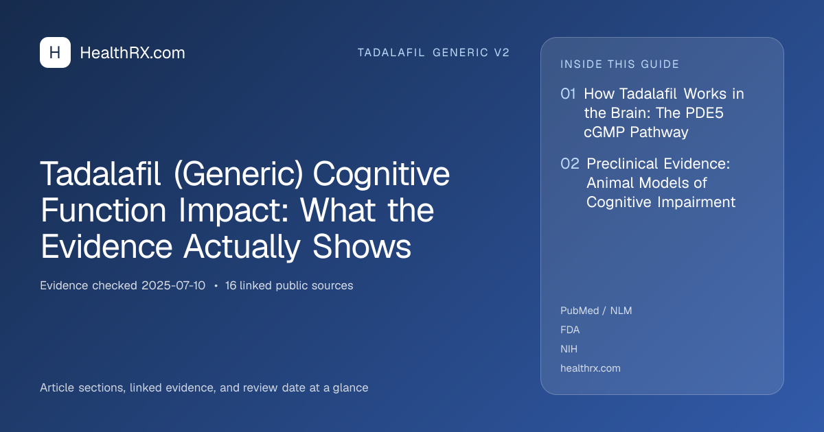Evidence overview for tadalafil generic v2: Tadalafil (Generic) Cognitive Function Impact: What the Evidence Actually Shows