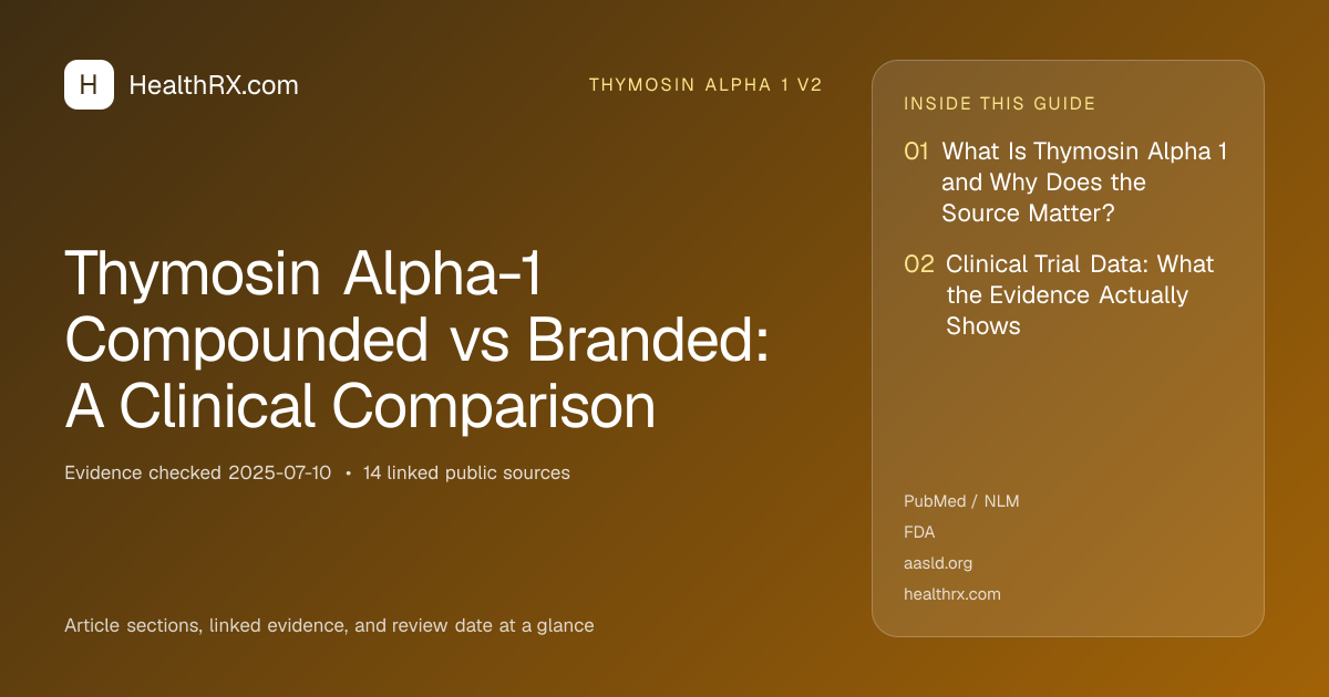 Evidence overview for Thymosin Alpha-1 Compounded vs Branded: A Clinical Comparison