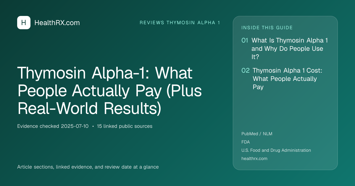 Evidence overview for Thymosin Alpha-1: What People Actually Pay (Plus Real-World Results)