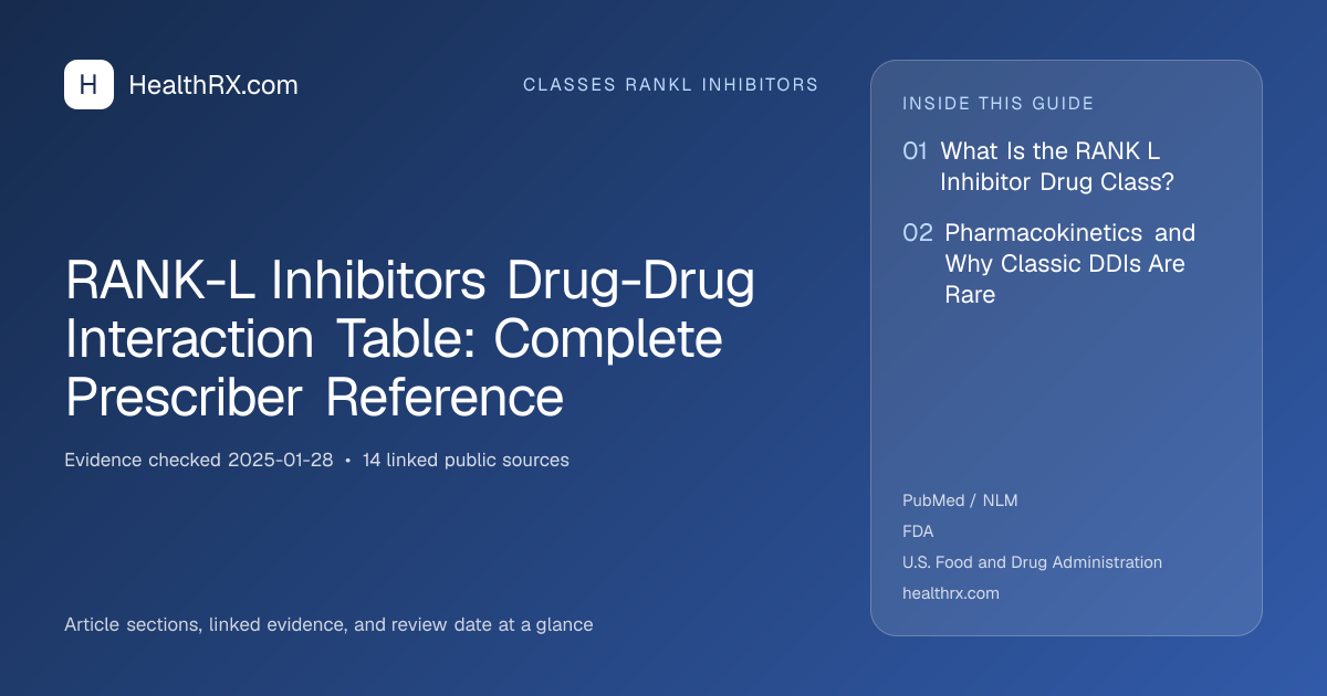 Evidence overview for classes rankl inhibitors: RANK-L Inhibitors Drug-Drug Interaction Table: Complete Prescriber Reference