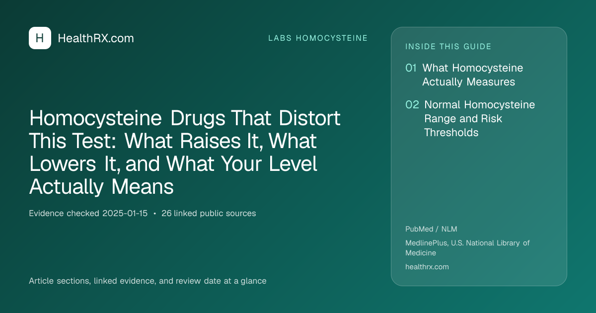 Evidence overview for Homocysteine Drugs That Distort This Test: What Raises It, What Lowers It, and What Your Level Actually Means