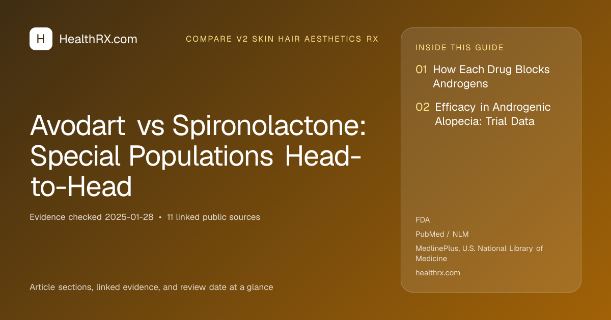 Evidence overview for compare v2 skin hair aesthetics rx: Avodart vs Spironolactone: Special Populations Head-to-Head
