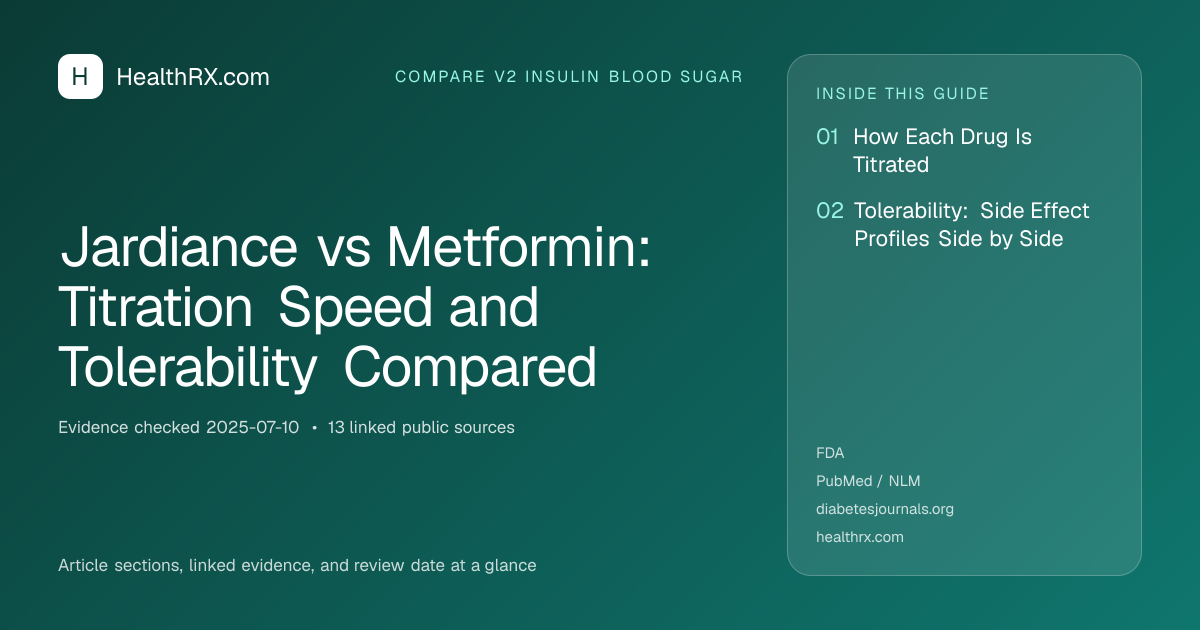 Evidence overview for compare v2 insulin blood sugar: Jardiance vs Metformin: Titration Speed and Tolerability Compared
