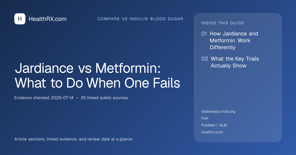 Evidence overview for compare v2 insulin blood sugar: Jardiance vs Metformin: What to Do When One Fails