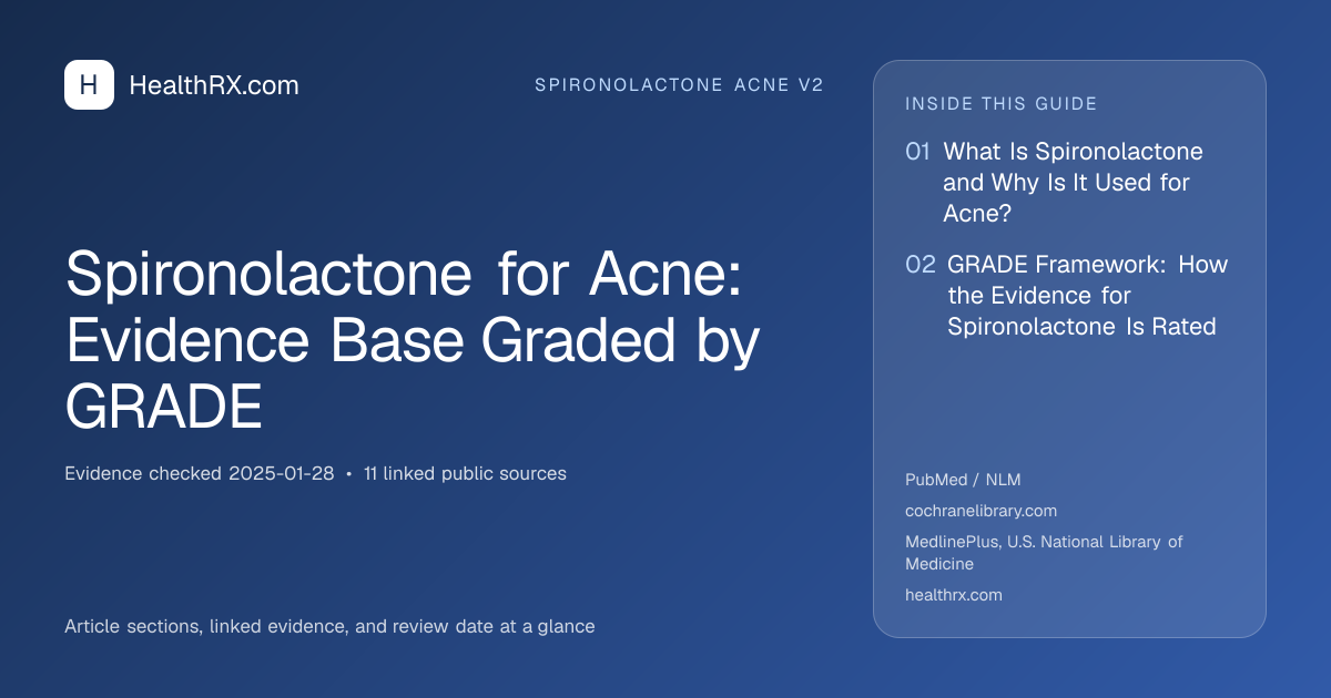 Evidence overview for spironolactone acne v2: Spironolactone for Acne: Evidence Base Graded by GRADE