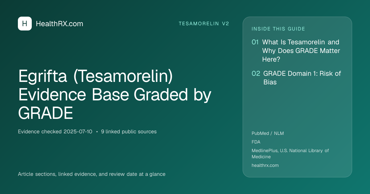 Evidence overview for Egrifta (Tesamorelin) Evidence Base Graded by GRADE
