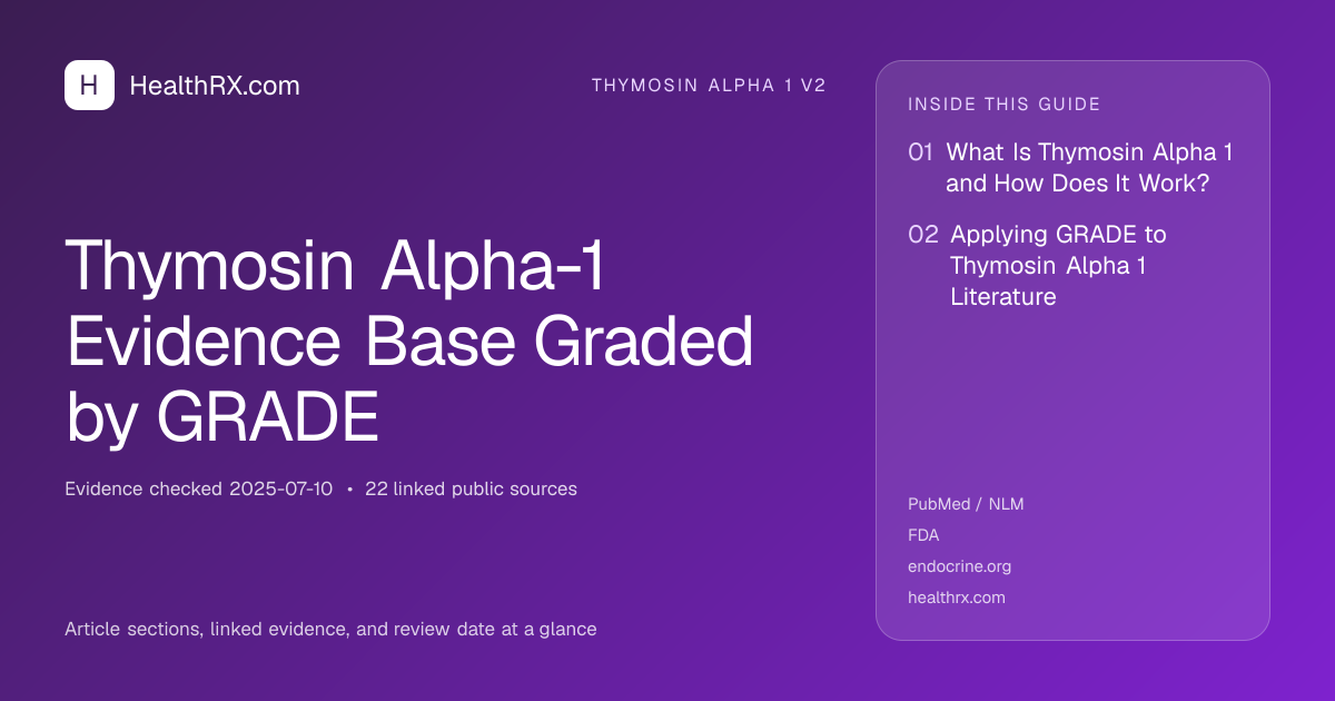 Evidence overview for Thymosin Alpha-1 Evidence Base Graded by GRADE