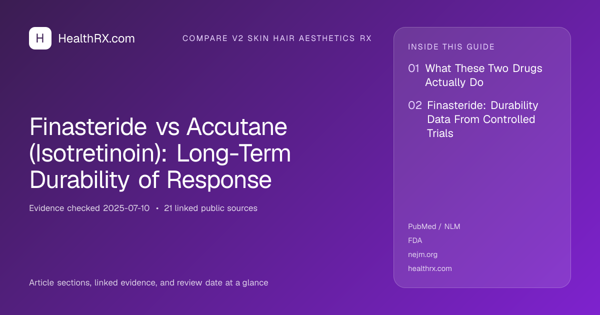 Evidence overview for compare v2 skin hair aesthetics rx: Finasteride vs Accutane (Isotretinoin): Long-Term Durability of Response