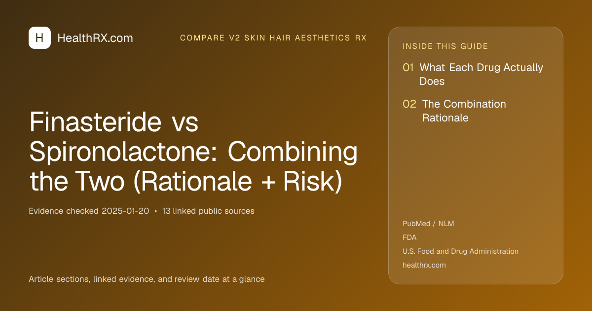 Evidence overview for Finasteride vs Spironolactone: Combining the Two (Rationale + Risk)