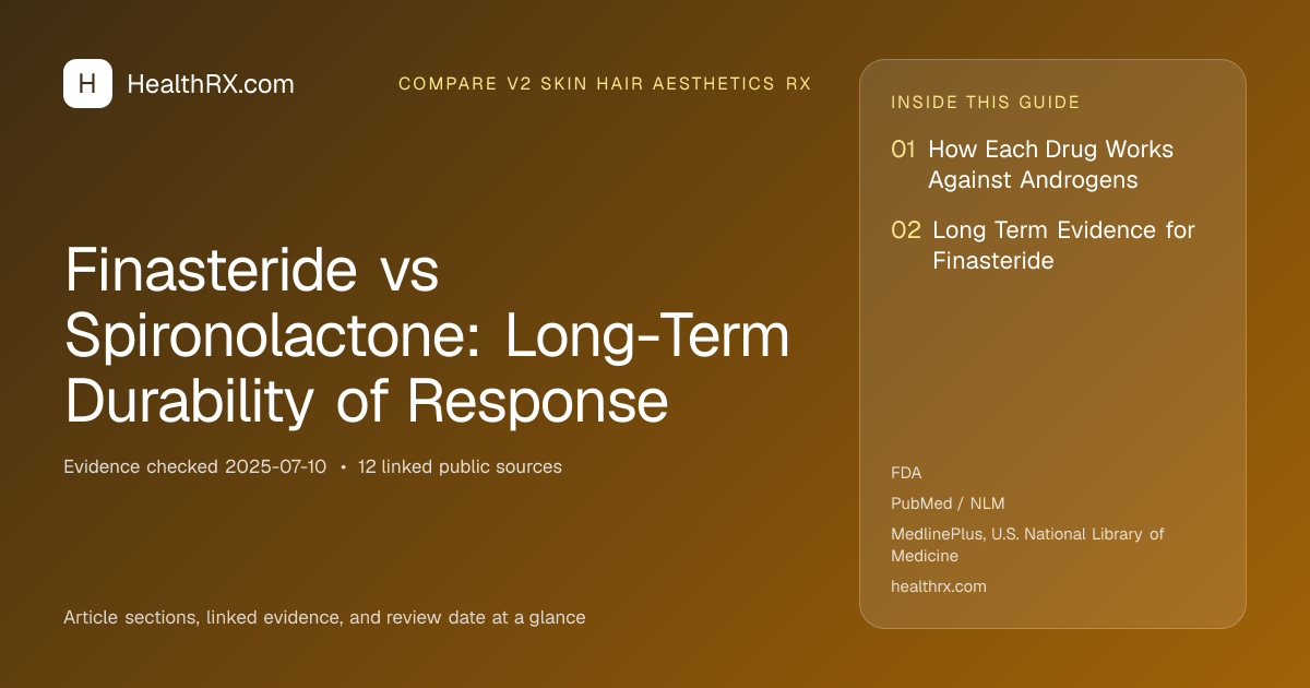 Evidence overview for compare v2 skin hair aesthetics rx: Finasteride vs Spironolactone: Long-Term Durability of Response