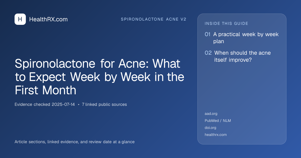 Evidence overview for spironolactone acne v2: Spironolactone for Acne: What to Expect Week by Week in the First Month