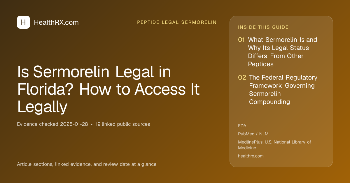 Evidence overview for Is Sermorelin Legal in Florida? How to Access It Legally