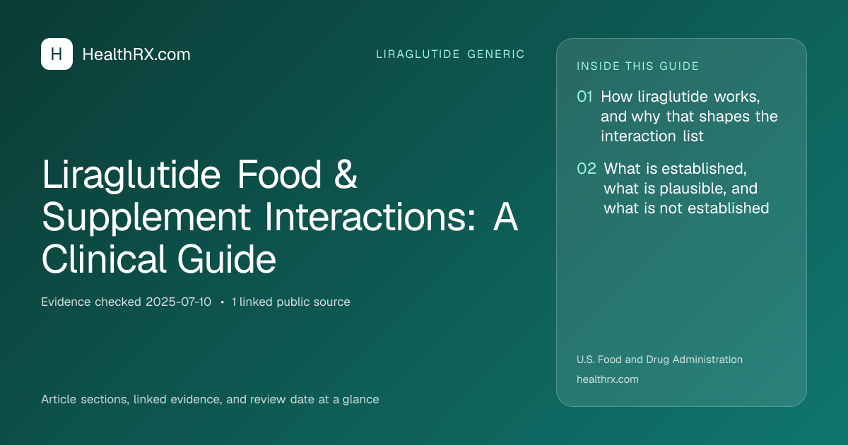 Evidence overview for Liraglutide Food & Supplement Interactions: A Clinical Guide