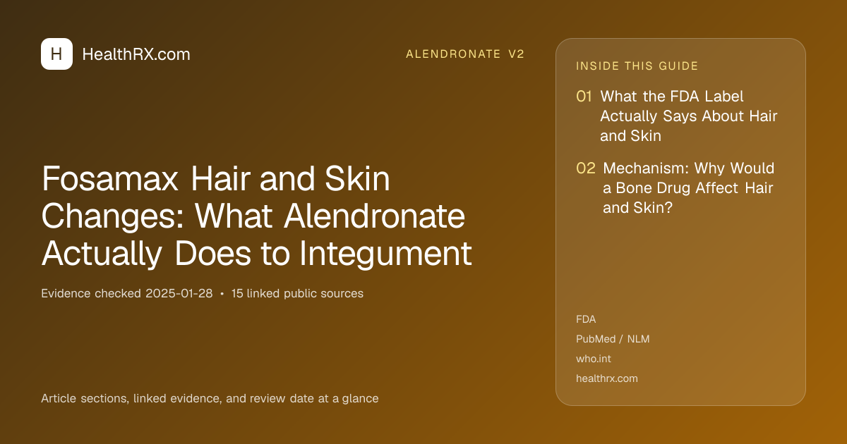 Evidence overview for alendronate v2: Fosamax Hair and Skin Changes: What Alendronate Actually Does to Integument