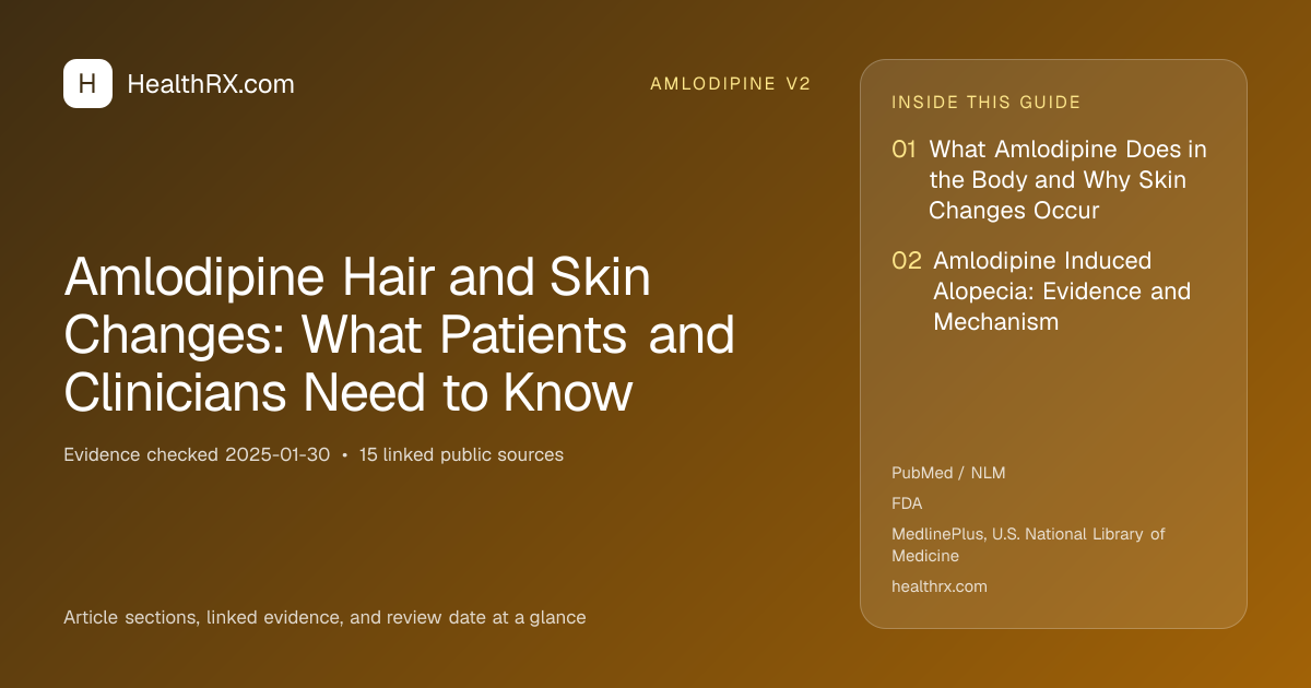 Evidence overview for amlodipine v2: Amlodipine Hair and Skin Changes: What Patients and Clinicians Need to Know