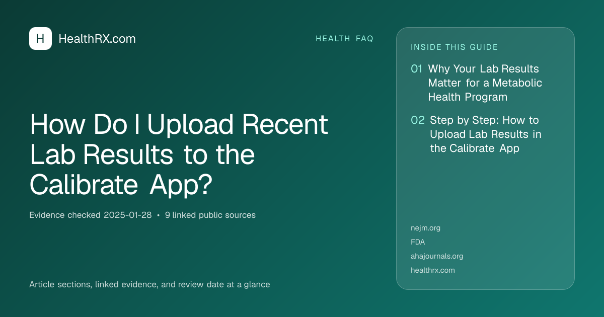 Evidence overview for How Do I Upload Recent Lab Results to the Calibrate App?