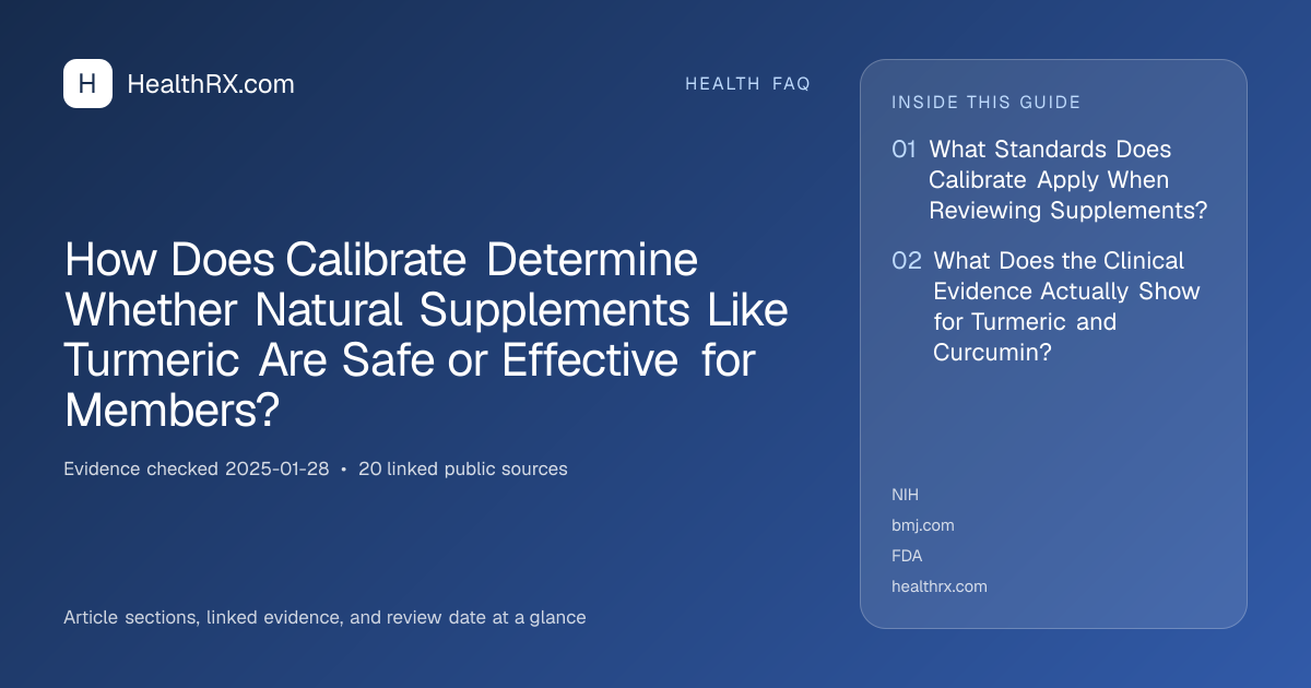 Evidence overview for How Does Calibrate Determine Whether Natural Supplements Like Turmeric Are Safe or Effective for Members?
