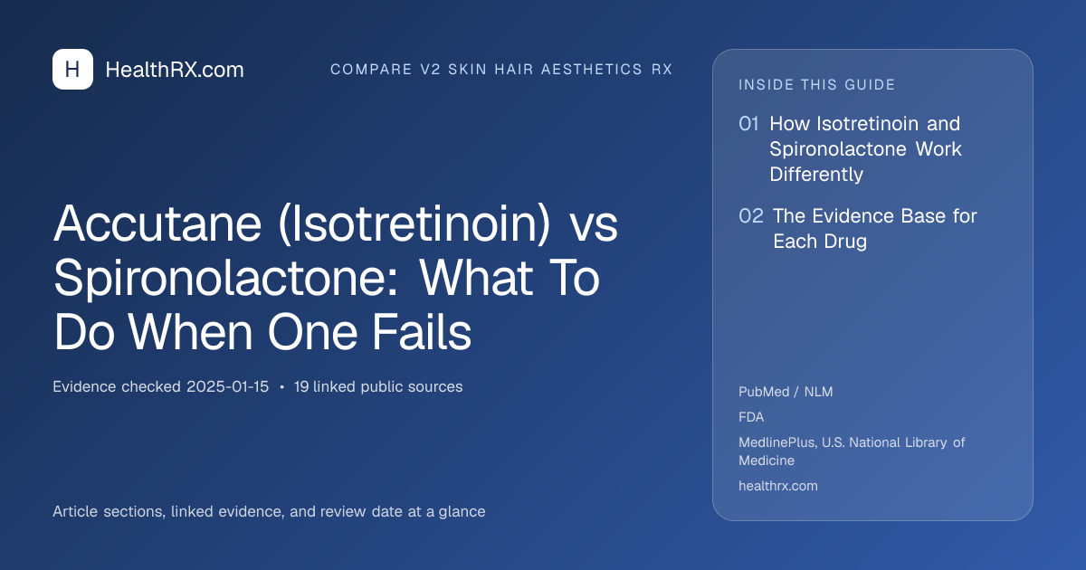 Evidence overview for compare v2 skin hair aesthetics rx: Accutane (Isotretinoin) vs Spironolactone: What To Do When One Fails