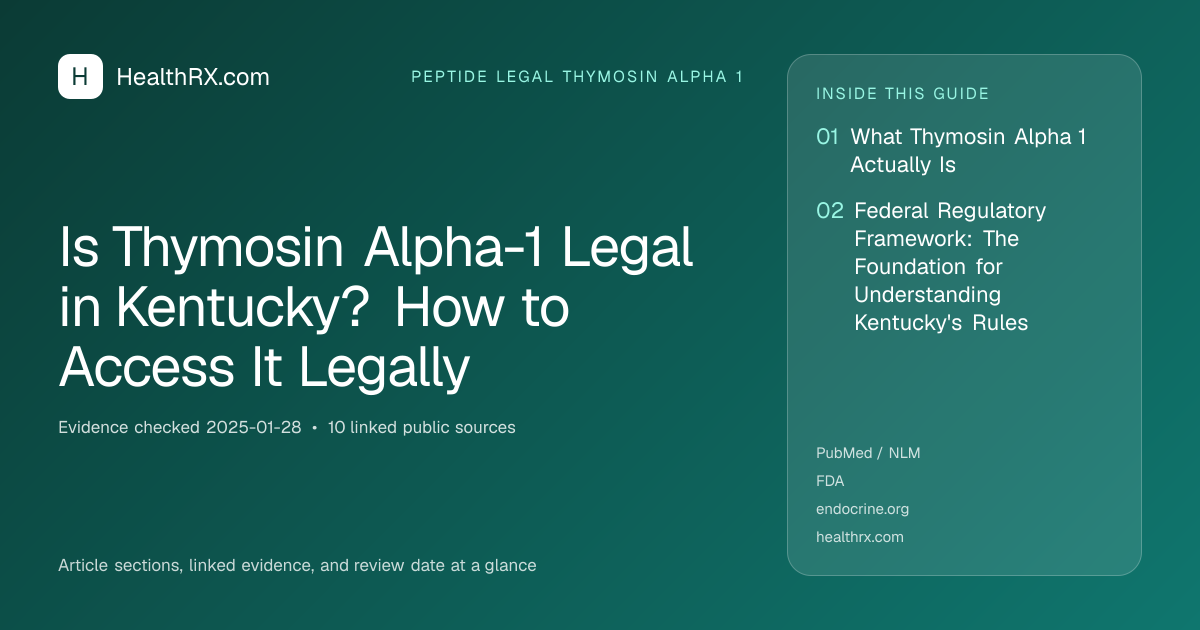Evidence overview for Is Thymosin Alpha-1 Legal in Kentucky? How to Access It Legally