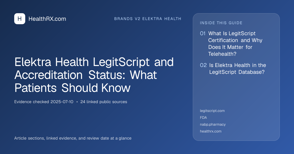 Evidence overview for Elektra Health LegitScript and Accreditation Status: What Patients Should Know