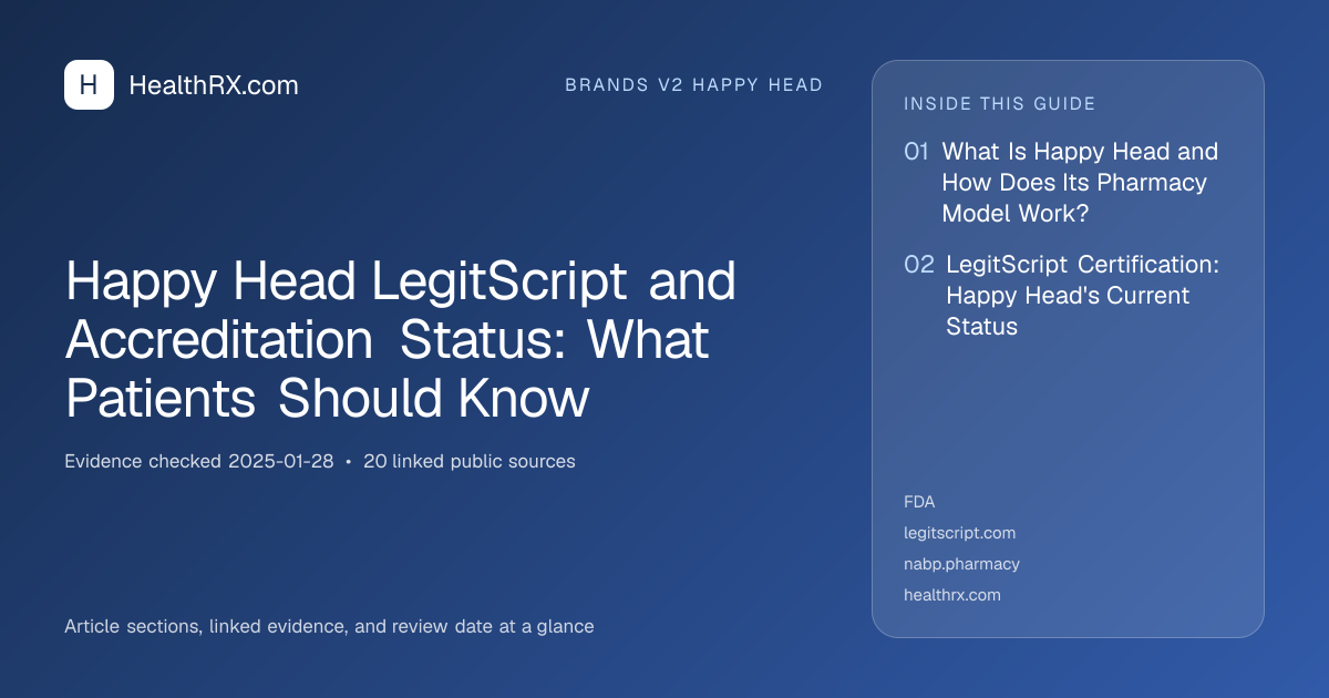 Evidence overview for brands v2 happy head: Happy Head LegitScript and Accreditation Status: What Patients Should Know